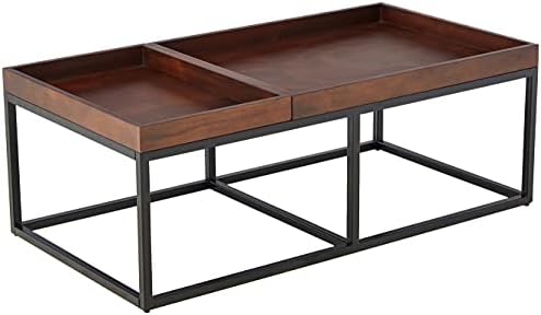 Amazon Brand – Rivet Modern Industrial Coffee Table with Metal Ba...