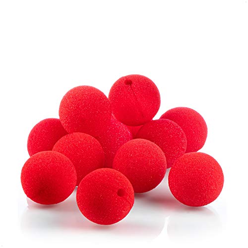 com-four® 12x Narices de payaso de espuma - Nariz falsa en rojo para disfraces para carnaval y otras fiestas temáticas - Nariz payaso espuma, Ø 5 cm (12 piezas)