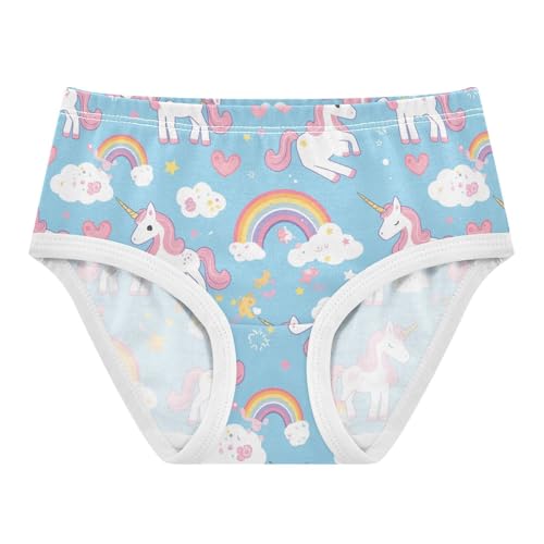 Wusikd Cute Unicorns Rainbows Girls' Underwear Cotton White Stars Clouds Girls Briefs Soft Toddler Underwear 2T