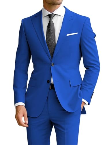 HANBANGWEl Mens Suits Classic Fit 2 Piece Men Suits for Wedding Groom Suit Two Button Peak Lapel Blazer Pants Prom Suits