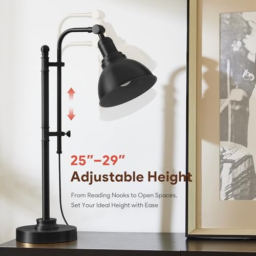 Image of VONLUCE Rustic Desk Lamp, Adjustable Industrial Table Lamp for Home Office