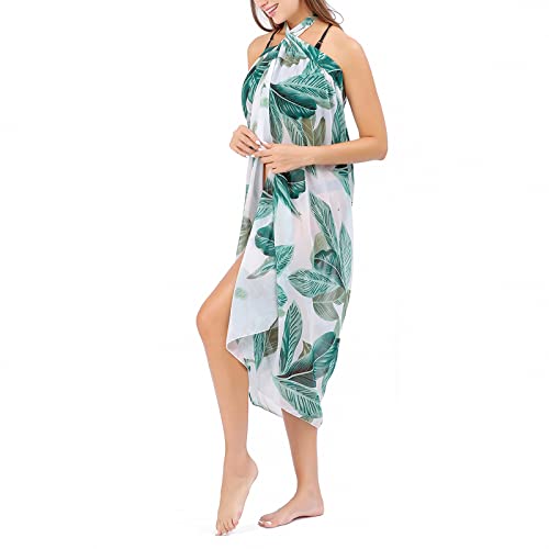 Foto von Sarong Bluse Tuch Damen Bikini Pareos Strandrock Bademode Bluse Chiffon Sheer Pareo Langer Rock Bademode Krawatte Langer Rock Bluse Boho Grüner Wickelrock Wickeltuch Strand Damen