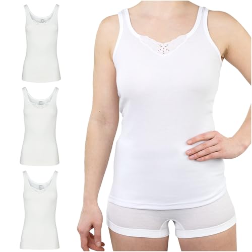 SES Top Mit Spitze Damen 3er-Pack Weiß 38 Aus 100% Baumwolle - Unterhemden...