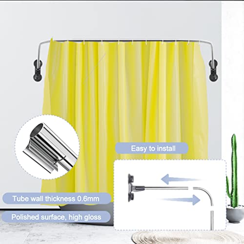 Dahoomii Curved Shower Curtain Rod Pole U-Shaped Wall Mounted Stainless Steel Bathroom Clothing Store Corner Curtain Rail Bar Holder, Suction Cups Or Drilling Installation #TOP2