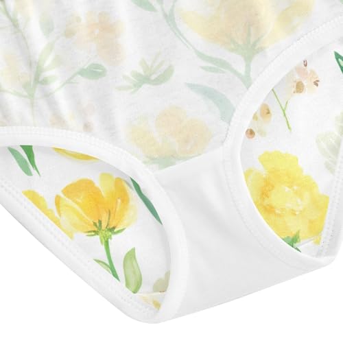 Personalized Girls Underwear Toddler 2t Cotton Panties for Girl Wildflowers Green Leaves Yellow Kids Briefs Undies 5