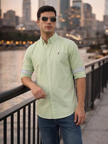 Image of Thomas Scott Men's Cricket Club Collection Classic Regular Fit Twill Shirt | 100% Cotton Long Sleeve Solid Shirt with Button Down Collar (Available in Plus Size)
