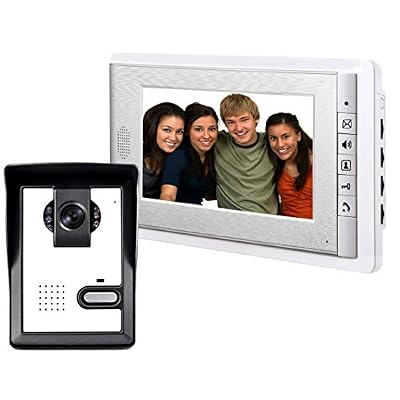 AMOCAM Wired Video Intercom Doorbell System 7 Inches LCD Monitor Video Door Phone Kits Support Monitoring,Unlock,Dual-Way Door Intercom for Villa Apartment Home Security Systems Indoor Outdoor