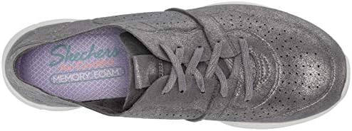 Skechers Women's Seager-Major League-Perfed Metallic Lace Up Jogger Oxford, Gunmetal, 8.5 M US | Image 4