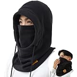 [Lavento] ネックウォーマー フェイスカバー 帽子 防寒 【360°極めた暖かさ・ふわりとした着用感】 目出し帽 大きいサイズ フードウォーマー ネックカバー フェイスガード ヘルメット対応 冬用 息苦しくない 首長タイプ 防寒防風 バイク・アウトドア・スキー・スノボ・自転車・釣り・通勤通学 秋冬 男女兼用 (ブラック)