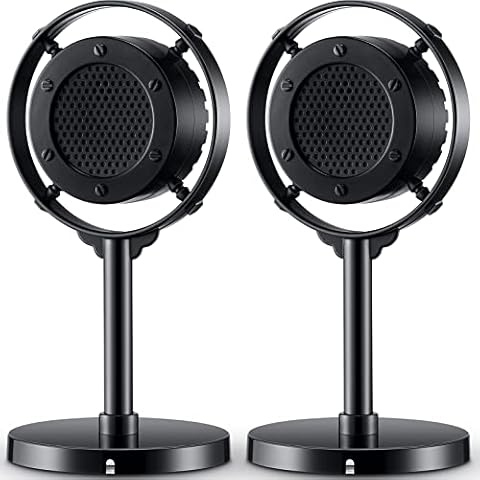 2 Pcs Retro Microphone Props Vintage Plastic Microphone Fake Microphone Toy Microphone Antique Prop Mic for Costume Role Play Halloween Wedding Birthday Party Decorations Stage Table Decor, Black Cover