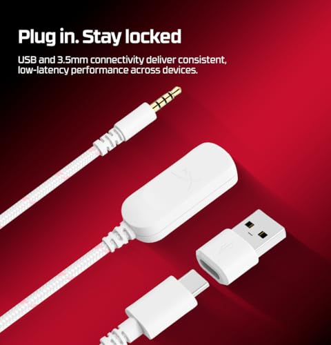 Image of HyperX Cloud III- Wired Gaming Over Ear Headset, PC, PS5, PS4, Xbox Series X|S, Xbox One, Nintendo Switch, Mac, Mobile, 53mm with Neodymium Magnets, Memory Foam, USB-C, White; Pink(9W1Q4AA)