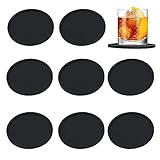 8pcs Glasuntersetzer-Set für Bar Silicone Coasters Set Waschbare Silikon Untersetze Silikon Untersetzer Rund Glasuntersetzer In Schwarz Black Non-Slip Round Soft Coasters für Bar Wohnzimmer Und Küche