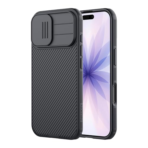 Nillkin Coque iPhone 17 (6,3, 2025) avec Protection Double Coulissante pour Caméra – Housse Mince TPU+Pc, Antichoc, Anti-Rayures, Antidérapante, Compatible Charge sans Fil – Noir