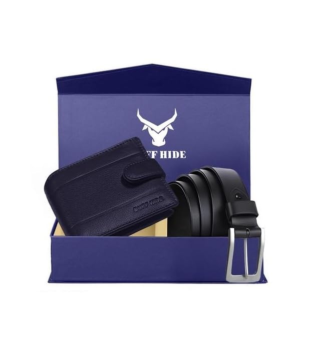 Leather Belt & Wallets Combo Set for Men - Zinc Casted Buckle - Formal & Casual Wear - Branded Mens Belt-image-27