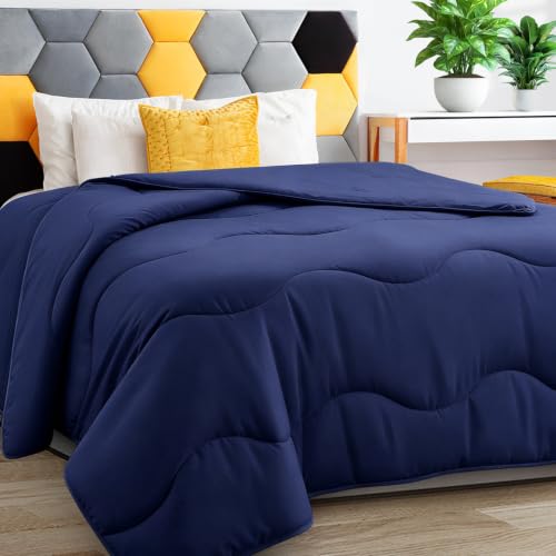 Image of MEELUS Lightweight Comforter Cooling Navy Blue, All Season Duvet Insert