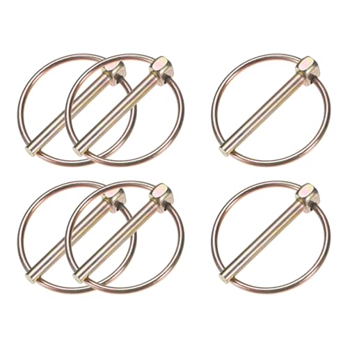 M METERXITY 6個入り11/64"リンチピン(リング付き) 1-1/2"炭素鋼リンチピントレーラーピン ボート/トラック/トラクター/トロリー/芝刈り機用 ロッククリップファスナーピン 4.5x38mm カラーズインク