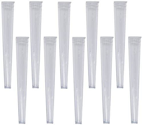 Cherry-on-Top King Size Cone Holder Air Tight Hard Plastic Tube Smoking Rolling Cig Tube, 10 Holders Clear