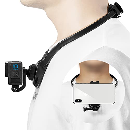 EaxanPic アクションカメラ スマホ ネックレス式マウント、ゴープロ GoPro 用 ネックホルダーマウント 首掛けマウント、GoPro HERO MAX 12/11/10/9/8/7/6/5 Osmo Action Insta360 スマートフォン