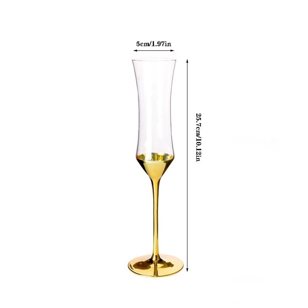 Flauta de champán Copa de champán cintura estrecha, 2 piezas copas chapadas en oro, capacidad 5,58 oz for banquetes negocios y reuniones anuales Fiesta