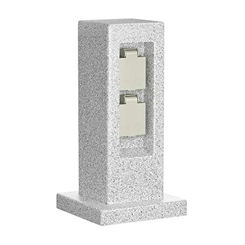 ledscom.de Garten Steckdosensäule Pock für außen, IP44, 2-Fach, grau...