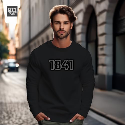 Sweatshirt 1841 noir de qualité supérieure avec finitions soignées pour homme et femme