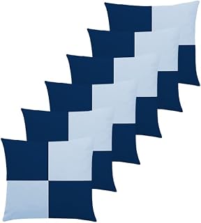 POSH WAVE 4 Pack Two-Tone Cushion Covers 45cmx45cm with Invisible Zipper, Polycotton Square Pillowcase for Sofa, Bedroom & Couch (4PCS, NAVY & WHITE)