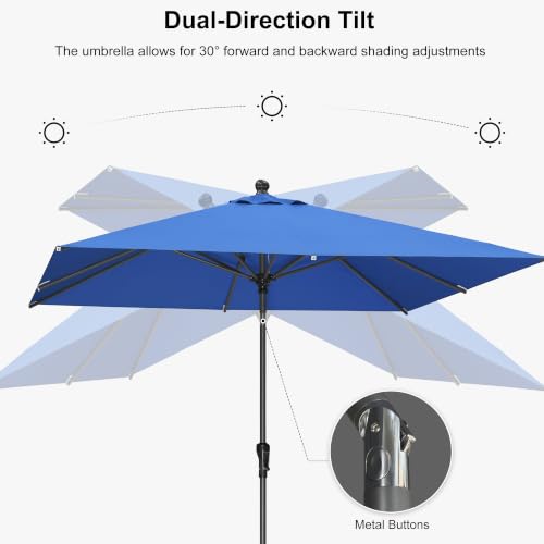 Image of PURPLE LEAF Patio Market Umbrella 8' x 8' Square Dual Tilt Sky Blue 8 Ribs
