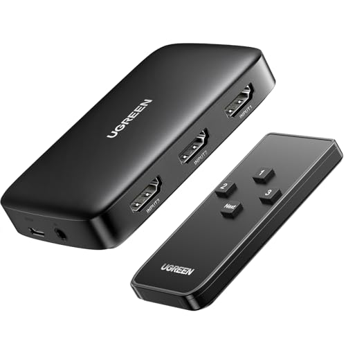 UGREEN HDMI Switch 4K 30Hz 3 IN 1 Out HDMI Umschalter UHD Automatisch HDMI Switcher Umschaltbox Fernbedienung unterstützt TV Stick, HDTV, Laptop, PC, Spielkonsole, Switch, PS4, X-Box, Blu-Ray-Player