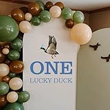 Caption One Lucky Duck Decal - Mallard Duck 1st Birthday Party Decorations Decal Sign,Little Duck Hunter Party Decor,Duck Hunting Theme,Lucky Baby's First Balloon Arch Birthday Decoration