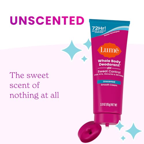 Image of Lume Whole Body Deodorant Plus Sweat Control - Smooth Cream Tube - 72 Hour Odor And Sweat Control - Baking Soda Free, Skin Loving - 3.0 ounce (Unscented)