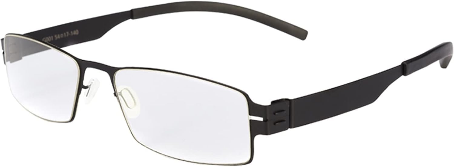 Occhiali da Lettura A Luce Blu Lettore di Cerniere A Molla Senza Viti Aste Flessibili in Acciaio per Uomo Donna, Black, 1.0X
