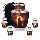 KARYLIZ Wolf Urns - Burial Urns for Adult Human Ashes - Red Mini Decorative Urn for Women & Men - Funeral Small Urn for Human Ashes Keepsake - Cremation for Human Ashes (Combo of 5, 10