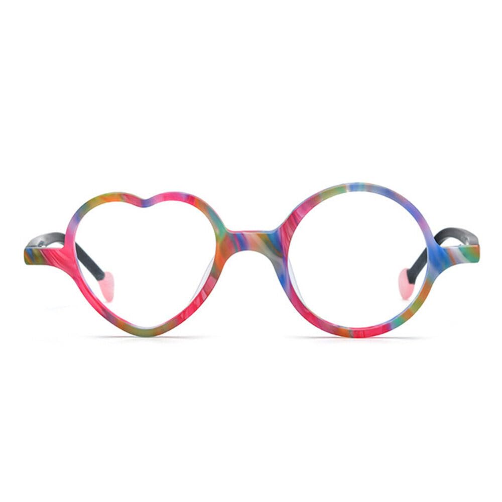 Asymmetrische Herz-Runde Lesebrille Designer, Blaulichtfilter Reading Glasses Brillen Azetat Stylische, Modischer Accessoire für Damen und Herren