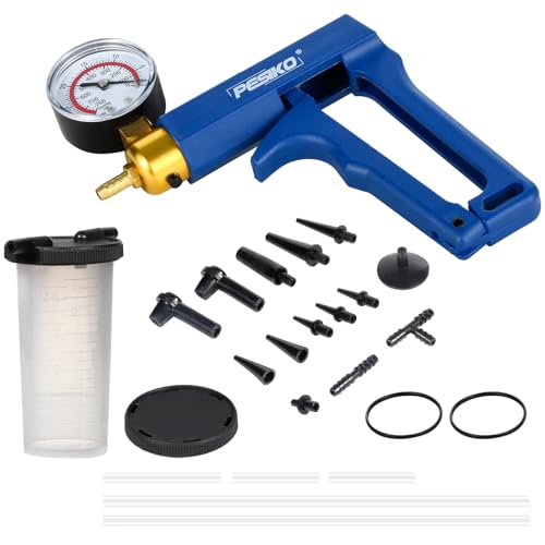 PESIKO Hand Vacuum Pump Brake Bleeder Kit 2 in 1 Fluid Extractor Pump Vacuum Gauge Automotive for Motorcycle Car Truck Brake Fluid Tester