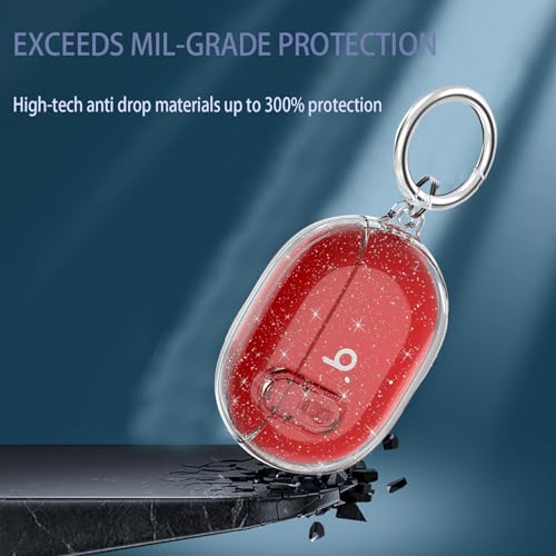 Studio Buds/Studio Buds Plus Case Cover Clear 2021/2023 Men Lock Clip with Cleaner Kit, GARTOO Protective Case for Women Girls Kids Clear Glitter