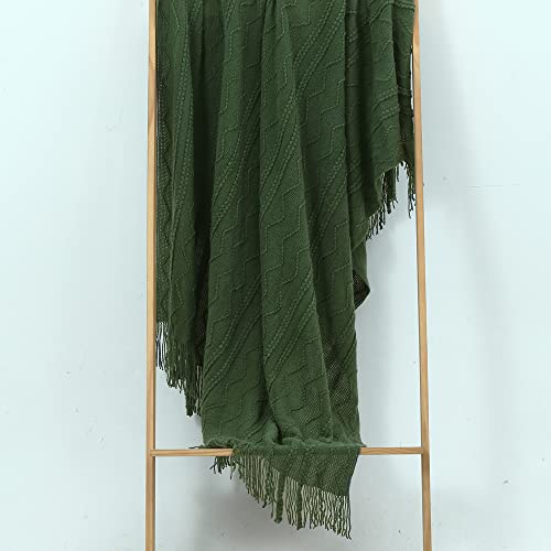 Crevent Knitted Decorative Throw Blanket For Couch Sofa Chair Bed，Soft Warm Cozy Light Weight For Spring Summer Fall (50''X60'' Midnight Green) #TOP1