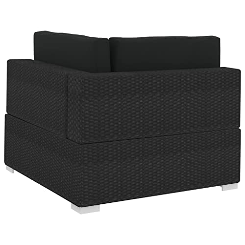 vidaXL Garten Sofagarnitur 3-TLG. mit Auflagen 3er Sofa Couch Lounge Gartensofa Gartenmöbel Rattansofa Sitzgruppe Poly Rattan Schwarz – Bild 6