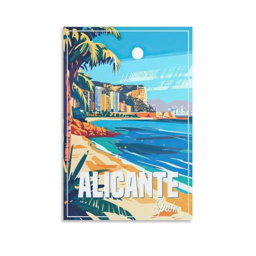 Fbaoda Póster de viaje de Vitger de Alicante España, lienzo artístico para pared, habitación, casa, dormitorio, oficina, pósteres, impresiones artísticas para pared, decoración rústica para el hogar,