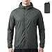 BSBUY Regenjacke Faltbar Wasserdichte, Sonnenschutzmantel Sportjacke mit Reißverschluss, Schnelltrocknend Leichte Kleidung mit Kapuze für Jahreszeiten Wandern Laufen Outdoor Angeln Camping, Grau,XL