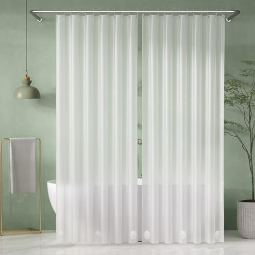 Image of AmazerBath Shower Curtain Liner 2 Pack, 72 x 96 Inches Extra Long PEVA Plastic Shower Liner with Heavy Duty Stones and 12 Rustproof Metal Grommet, Lightweight Waterproof Shower Curtain - Frosted