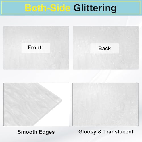 Image of MECCANIXITY 1 Pcs Glitter Pearl Acrylic Sheet,12 inch x 12 inch x 1 /8 inch Pearlescent Cast Pmma Plastic Sheets Extruded Translucent Blanks for DIY Art Crafting Laser Cutting & Engraving,White