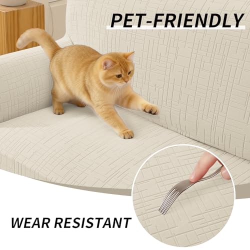 Housses de canapé protection griffures chat chien extensible beige