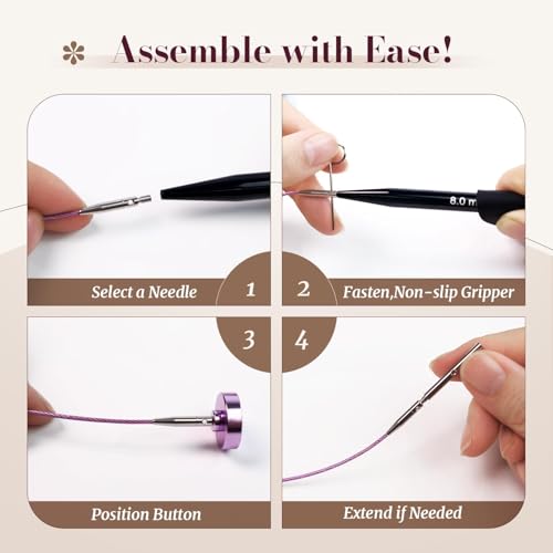 Yarniss 15 Pairs Circular Knitting Needle Combo, 4.5-Inch Round Knitting Needle 3.0~8.0mm, 2.16-Inch Shorties Needles US Size 2.5-10, Interchangeable Aluminum Cable Needles with Case by Yarniss - Image 3