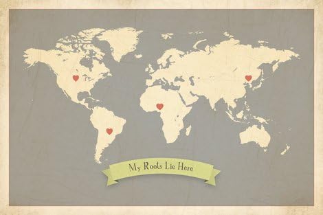 My Roots Personalized World Map 24x18 Print, Kid's Wall Art World Map, Kid's Wall Art Print, Kid's Travel World Map, Customized Roots Map, Nursery Dรฉcor, Nursery Wall Art, Adventure World Map