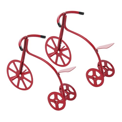 Milisten 2 Piezas De Mini Casa Accesorios De Bicicleta En Miniatura Accesorio De Decoración para Muñecas Modelo De Triciclo Ruedas Pequeñas Producto para Manillar Mini Bicicleta Rosa