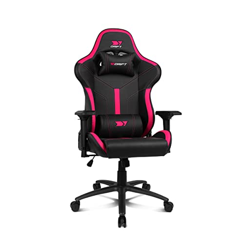 DRIFT GAMING DR350 – Ergonomischer Profi-Gaming-Stuhl mit 4D-Armlehnen, Lenden- und Nackenkissen, 135° neigbar, Leise Rollen, Schwarz-Rosa – Bild 5