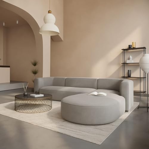 Image of Modern Classic L Shape Sectional Sofa Set, Chesterfield Style 4 Seater Sofa Set with Pillows for Living Room, Bedroom and Office and Hallway Colour (Grey L Shape AI)