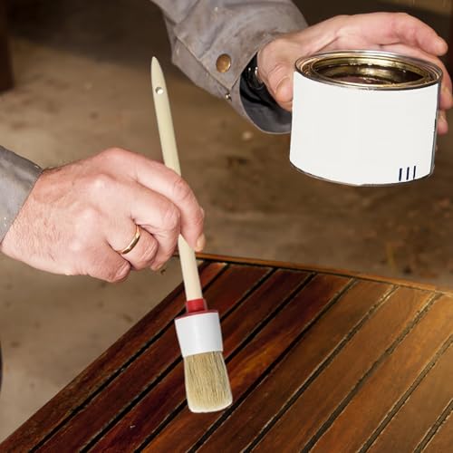 6 Stück Borstenpinsel Rundpinsel Set 20mm/25mm/30mm Pinsel Rund, Lackierpinsel Naturholz Rundpinsel Ringpinsel Set Wachspinsel zum Streichen von Wänden und Möbeln für den Hausgebrauch