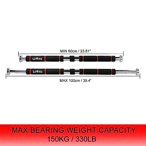 Lions Door-Frame Pull-Up Bar, Wide Grip Heavy-Duty Metal and Foam Chin-Up Pole, Adjustable Great for Home Gyms, Fitness and Training - Image 4