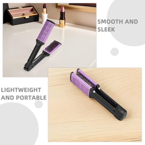 Cepillo alisador de cabello y peine doble lado morado miniatura 3